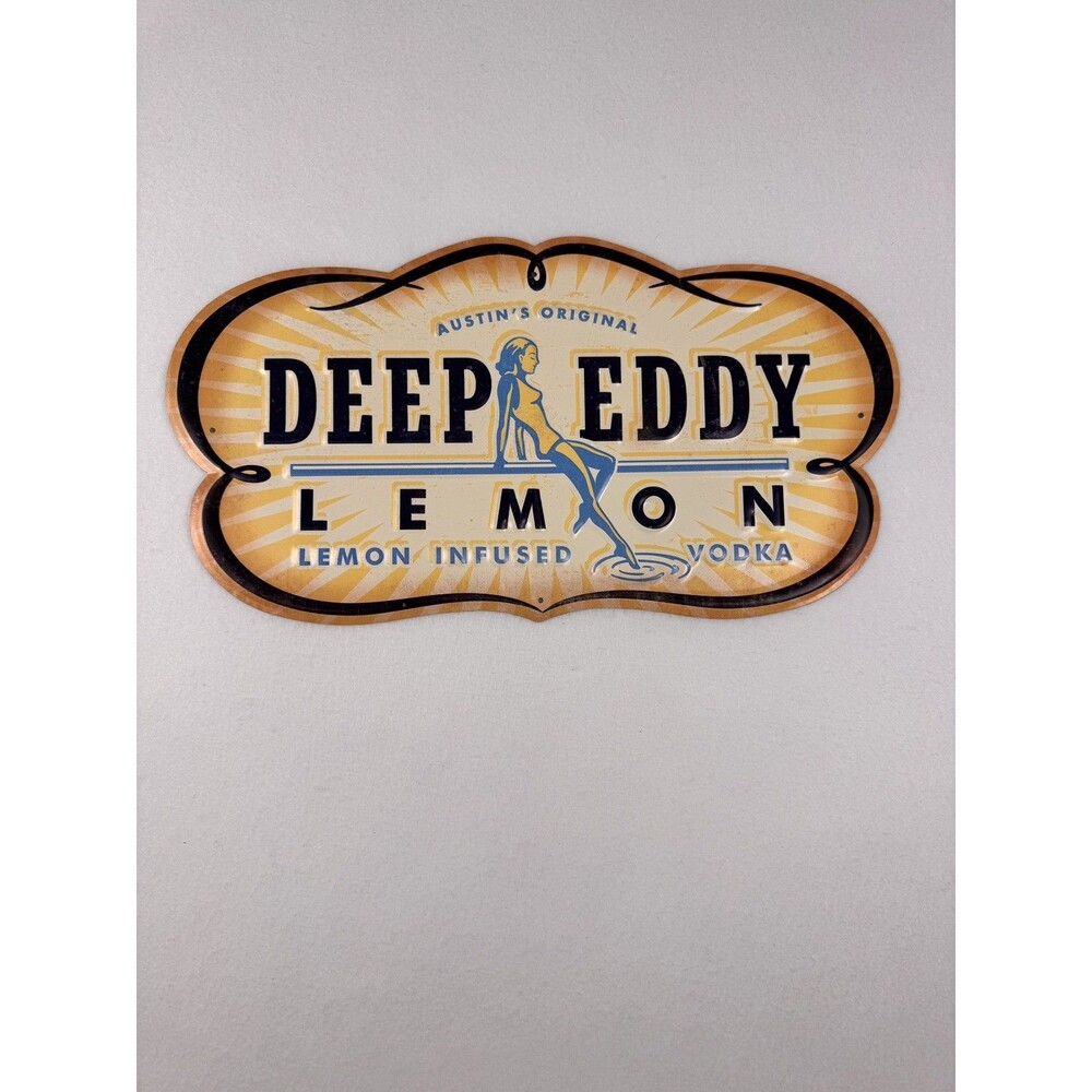 Deep Eddy Vodka Lemon Metal Tin Tacker Sign Mancave Bar Decor 18”X10”